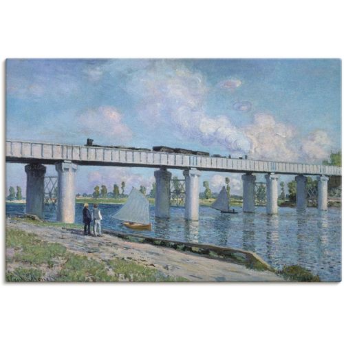 4058661234179 - Wandbild ARTLAND Die Eisenbahnbrücke von Argenteuil Bilder Gr B H 120 cm x 80 cm Leinwandbild Brücken 1 St blau Bild Metallbild Metallbilder Bilder als Alubild Leinwandbild Wandaufkleber oder Poster in versch Größen