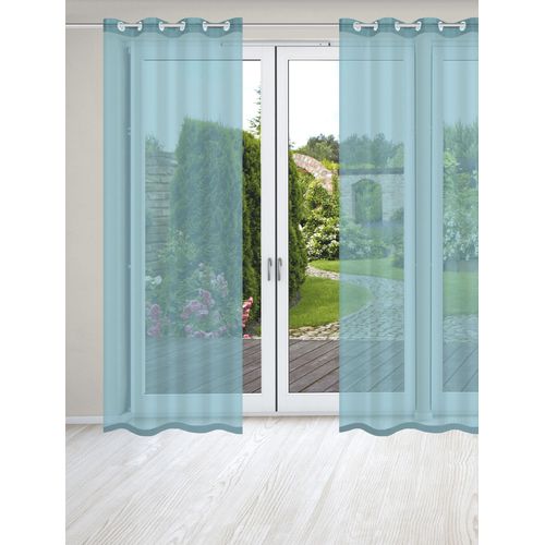 4056751475921 - Vorhang HOME BASICS DOLLY Gr 4 blau (türkis) B140cm H245cm Voile Polyester Gardinen 2er Pack Ösenschal DOLLY 4056751475921 - Vorhang HOME BASICS DOLLY Gr 4 blau (türkis) B140cm H245cm Voile Polyester Gardinen 2er Pack Ösenschal DOLLY