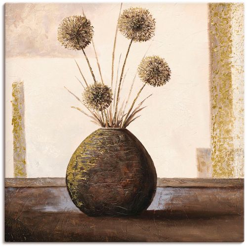 4055327137553 - Wandbild ARTLAND Goldene Vasen II Bilder Gr B H 100 cm x 100 cm Leinwandbild Vasen & Töpfe 1 St beige (naturfarben) Bild Metallbild Metallbilder Bilder als Alubild Leinwandbild Wandaufkleber oder Poster in versch Größen
