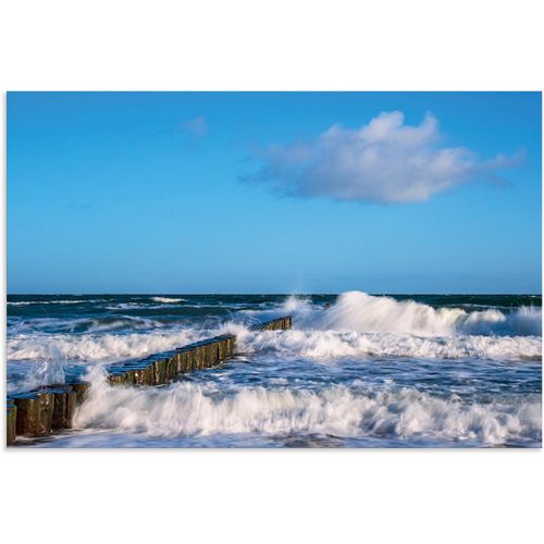 4062144830307 - Wandbild ARTLAND Buhnen an der Küste Ostsee II Bilder Gr B H T 120 cm x 80 cm x 1 cm Alu-Dibond-Druck Meer Bilder Querformat 1 St blau Kunstdrucke als Alubild Leinwandbild Wandaufkleber oder Poster in versch Größen