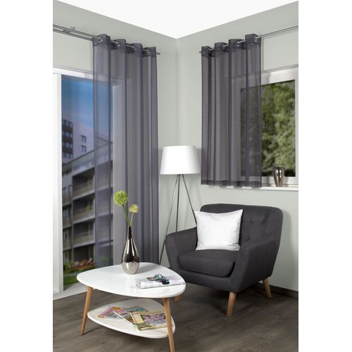 4056751419666 - Gardine HOME WOHNIDEEN DOLLY grau B140cm H225cm Voile Obermaterial 100% Polyester Gardinen transparent 4056751419666 - Gardine HOME WOHNIDEEN DOLLY grau B140cm H225cm Voile Obermaterial 100% Polyester Gardinen transparent