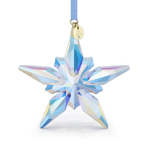 9009657018445 - Dekohänger SWAROVSKI Sammelfigur Annual Edition Jubiläumsornament 130 Jahre 2025 hellblau kristallweiß goldfarben Dekohänger Kristallglas Metall Baumwolle Kristall