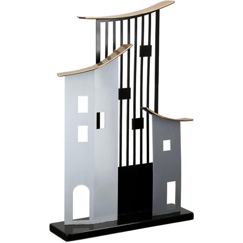 4063387843086 - Dekoobjekt CASABLANCA BY GILDE Standrelief Haus Metropolitan grau  schwarz H 475 cm grau (grau schwarz) B31cm H475cm T8cm Metall Dekofiguren