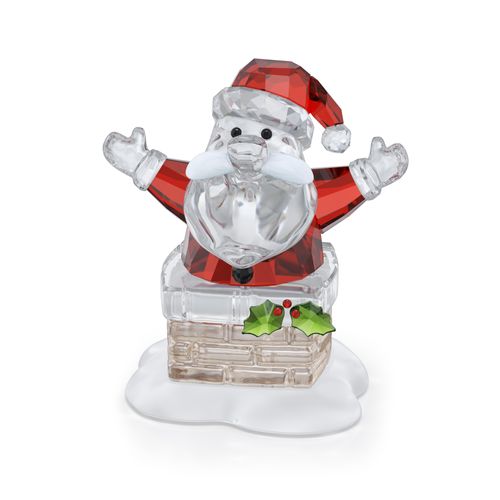 9009657015079 - Weihnachtsfigur SWAROVSKI Kristallfigur Sammelfigur Weihnachtsmann und Schornstein kristallweiß goldfarben weiß rot grün schwarz Dekofiguren Ø Weihnachtsmann und Schornstein Kristall