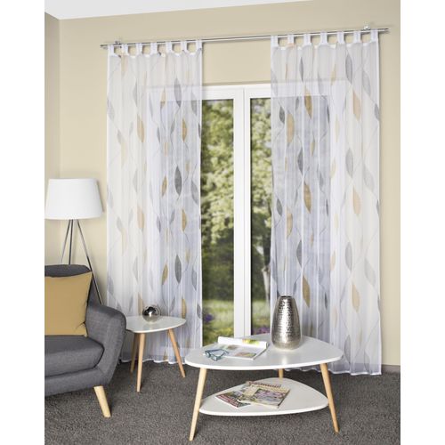4056751437479 - Gardine HEINE HOME Gardinen Gr 225 cm Schlaufen 140 cm gelb (gelb weiß) Schlaufen
