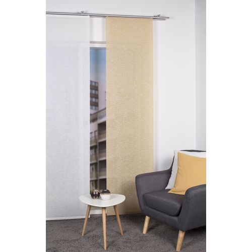 4056751381284 - Schiebegardine HOME WOHNIDEEN BALTO Gardinen Gr 245 cm Paneelwagen 60 cm goldfarben Schiebegardinen halbtransparent Gardine HxB 245x60 Struktur Schiebevorhang