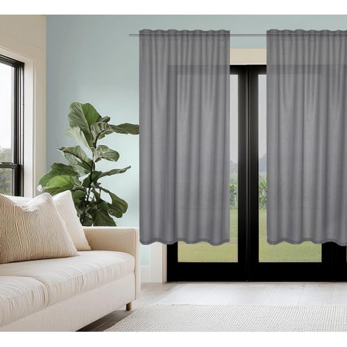 4056751421935 - Gardine HOME WOHNIDEEN DOLLY Gardinen Gr 245 cm Multifunktionsband 140 cm grau Transparente Gardinen transparent