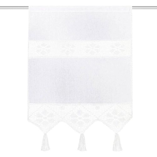 4056751390422 - Vorhang HOME WOHNIDEEN TONI Gardinen Gr 60 cm Stangendurchzug 40 cm weiß Stangendurchzug Fensterbehang mit Häkeleinsätzen