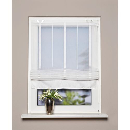 4056751410311 - Raffrollo HOME WOHNIDEEN ELIS weiß (wollweiß) B140cm H140cm Obermaterial 100% Polyester Raffrollos halbtransparent