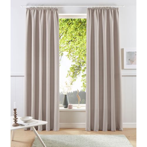 6941446626338 - Vorhang MY HOME Raja Gardinen Gr 145 cm Kräuselband 140 cm beige (sand) Fertiggardine Gardine Übergardine Vorhang Kräuselband 2er-Set einfarbig pflegeleichte Mikrofaser-Qualität