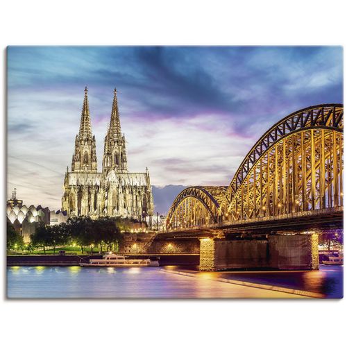 4059745771757 - Wandbild ARTLAND Dom und Brücke in Köln Bilder Gr B H 120 cm x 90 cm Leinwandbild Deutschland 1 St blau Bild Poster Bilder als Alubild Leinwandbild Wandaufkleber oder in versch Größen