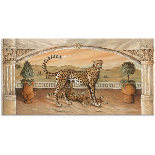 4057738420255 - Wandbild ARTLAND Geparden unterm Bogen Bilder Gr B H 150 cm x 75 cm Alu-Dibond-Druck Wildtiere 1 St beige (naturfarben) Bild Metallbild Metallbilder Bilder als Alubild Leinwandbild Wandaufkleber oder Poster in versch Größen