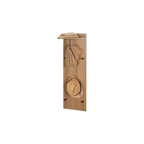 4001070371485 - Wandgarderobe HAKU 5 Haken mit jeweils 3 kg Tragkraft Kleiderstange Hutablage B 300 x T 200 x H 1000 mm Holz Metall dunkles Eiche-Dekor schwarz