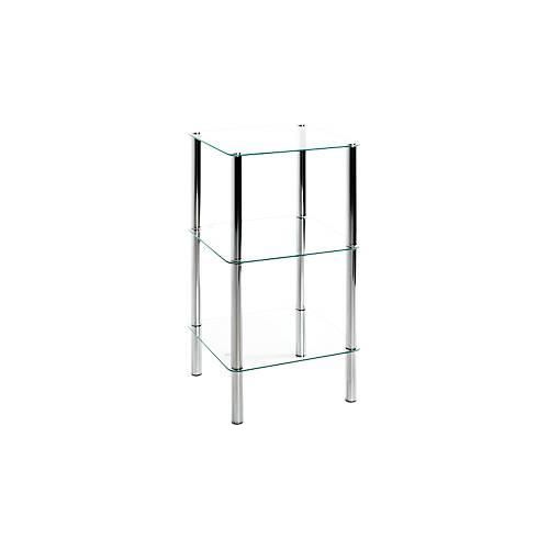 4001070902399 - Regal HAKU 2 Fächer mit jeweils bis zu 5 kg Tragkraft B 390 x T 390 x H 770 mm Stahl ESG-Sicherheitsglas chrom transparent