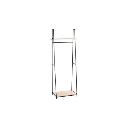 4001070254924 - Standgarderobe HAKU Gesamttragkraft 15 kg 2 Ablagen B 680 x T 400 x H 1660 mm Stahl Holz schwarz helles Eiche-Dekor