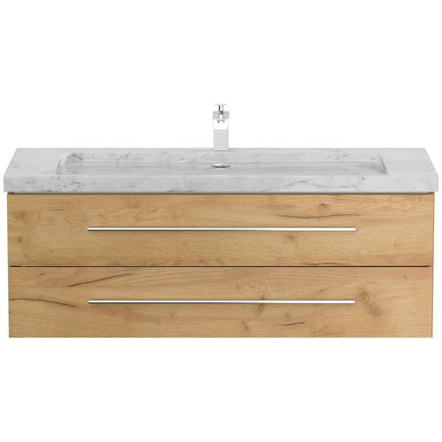4251982676967 - Badmöbel Marmor Carrara White YAMO 130 cm 1 Hahnloch SoftClose weiß hochglanz 4251982676967 - Badmöbel Marmor Carrara White YAMO 130 cm 1 Hahnloch SoftClose weiß hochglanz
