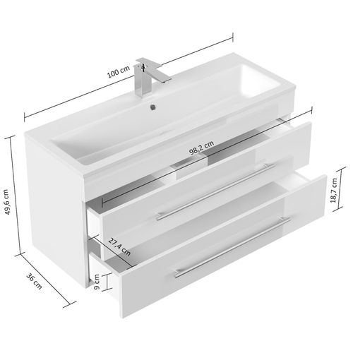4251982676547 - Badmöbel Portus 1000 SlimLine weiss hochglanz