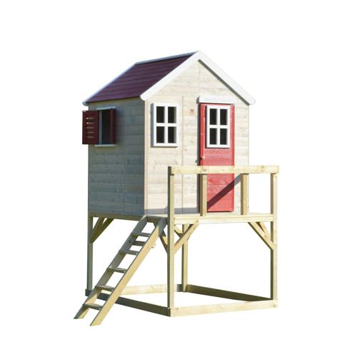 4751017090756 - Kinderspielhaus Stelzenhaus Storch mit Treppe und Veranda holz rot - Wendi Toys 4751017090756 - Kinderspielhaus Stelzenhaus Storch mit Treppe und Veranda holz rot - Wendi Toys
