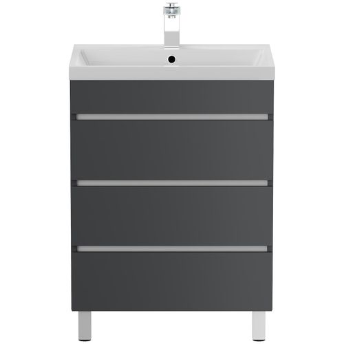 4251982673942 - Stand Badmöbel Fellini 70 weiss hochglanz mit drei grifflosen Schubladen 4251982673942 - Stand Badmöbel Fellini 70 weiss hochglanz mit drei grifflosen Schubladen