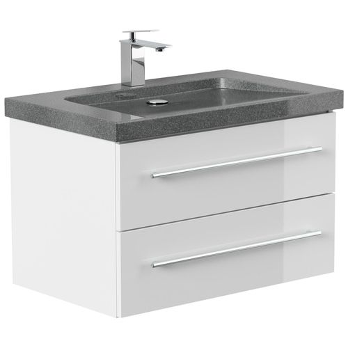 4251982676738 - Badmöbel Granit G654 YAMO 75cm 1 Hahnloch SoftClose weiß hochglanz 4251982676738 - Badmöbel Granit G654 YAMO 75cm 1 Hahnloch SoftClose weiß hochglanz