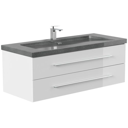 4251982676912 - Badmöbel Granit G654 YAMO 130 cm 1 Hahnloch SoftClose weiß hochglanz 4251982676912 - Badmöbel Granit G654 YAMO 130 cm 1 Hahnloch SoftClose weiß hochglanz