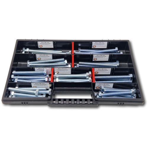 4270002651128 - Sechskantschrauben Sortiment M8    60mm-100mm 65 tlg Schraubenbox DIN 933 ISO4017 Vollgewindeschrauben Maschinenschrauben Gewindeschrauben Sechskantschrauben
