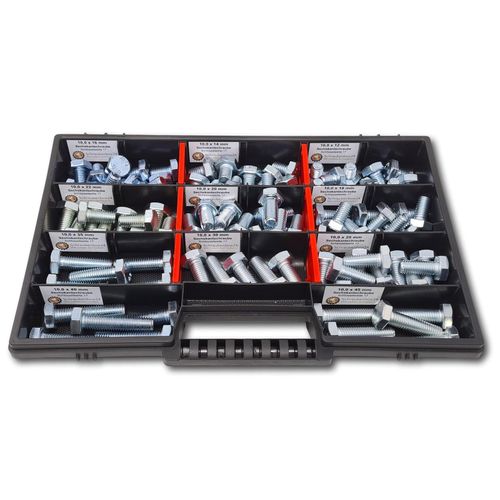 4270002651135 - Sechskantschrauben Sortiment M10    12mm-45mm 90 tlg Schraubenbox DIN 933 Vollgewindeschrauben Maschinenschrauben Gewindeschrauben Sechskantschrauben