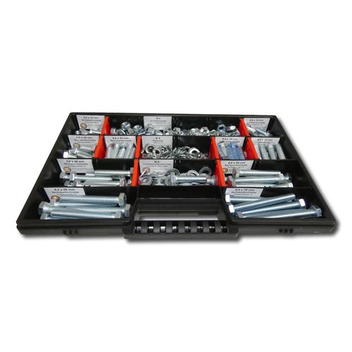 4270002651241 - 200 tlg Sechskantschrauben Sortiment mit Muttern Unterlegscheiben Federringen M10    12mm-70mm Schrauben Set