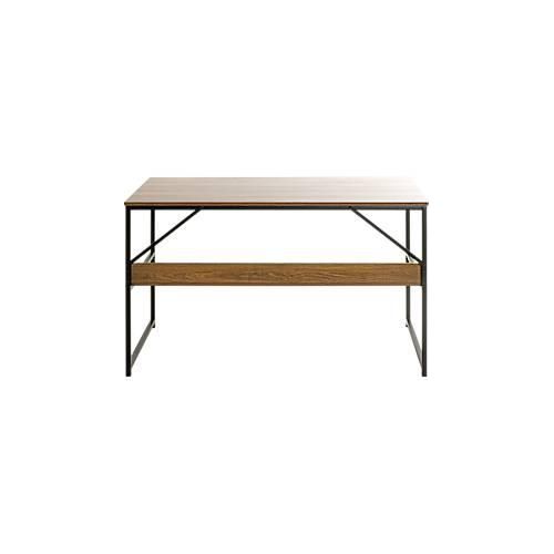 4001070238986 - Schreibtisch HAKU Rechteck mit zusätzlicher Ablagefläche B 1200 x T 600 x H 740 mm Metall Holz schwarz dunkles Eiche-Dekor
