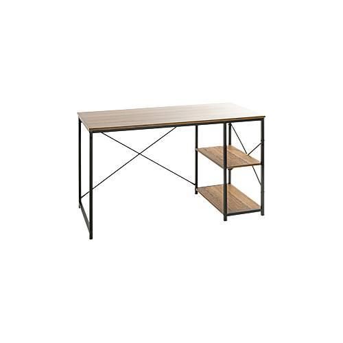 4001070238979 - Schreibtisch HAKU Rechteck mit 2 zusätzlichen Ablageflächen B 1200 x T 600 x H 740 mm Metall Holz schwarz dunkles Eiche-Dekor