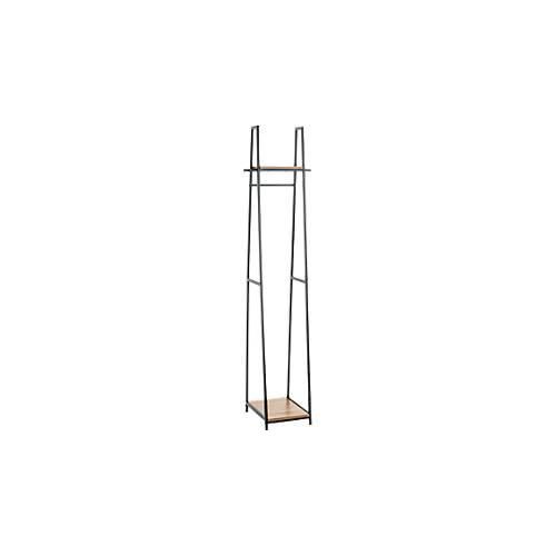 4001070259936 - Standgarderobe HAKU Gesamttragkraft 15 kg 2 Ablagen B 380 x T 400 x H 1660 mm Stahl Holz schwarz dunkles Eiche-Dekor
