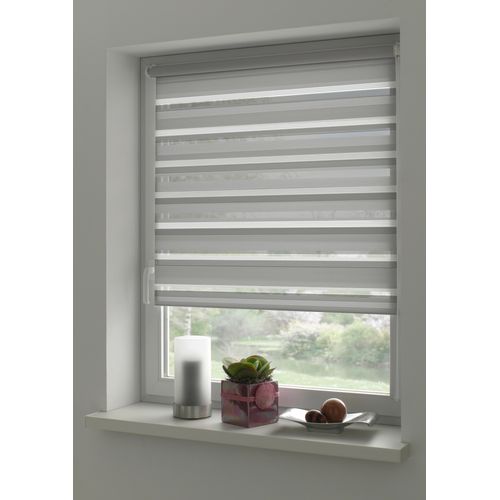 4003018369844 - Seitenzugrollo EASYFIX Doppelrollo mit Montageschiene grau B120cm H150cm Polyester Rollos Schraubmontage möglich 4003018369844 - Seitenzugrollo EASYFIX Doppelrollo mit Montageschiene grau B120cm H150cm Polyester Rollos Schraubmontage möglich