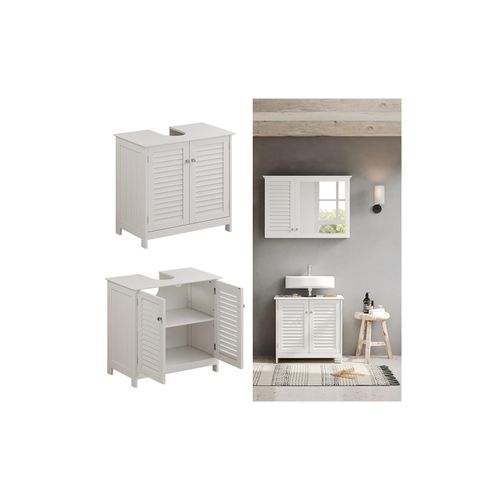 4066731334834 - Waschtischunterschrank Riad 60 x 58 cm Weiß 2 Türen Badezimmer