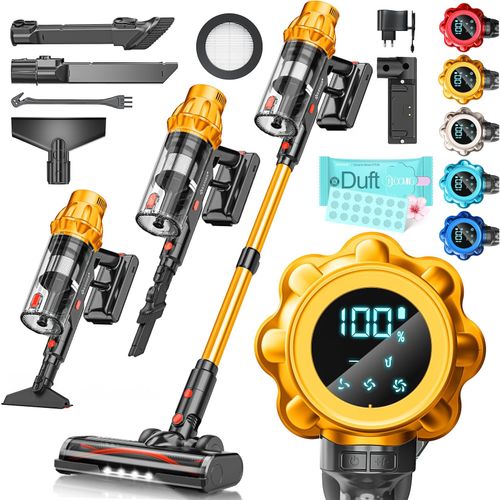 4255598343190 - KESSER® Akku Staubsauger kabellos bis 70 Min Laufzeit & Leise Akkustaubsaguer mit LED Display Stabstaubsauger beutellos mit Anti-Tangle-Bodenbürste für Hartböden Teppich Tierhaare 4255598343190 - KESSER® Akku Staubsauger kabellos bis 70 Min Laufzeit & Leise Akkustaubsaguer mit LED Display Stabstaubsauger beutellos mit Anti-Tangle-Bodenbürste für Hartböden Teppich Tierhaare