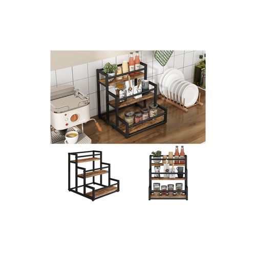 4066731469505 - Küchenregal Fyrk Eiche rustikal 33 x 34 cm mit 3 offenen Fächern Vicco