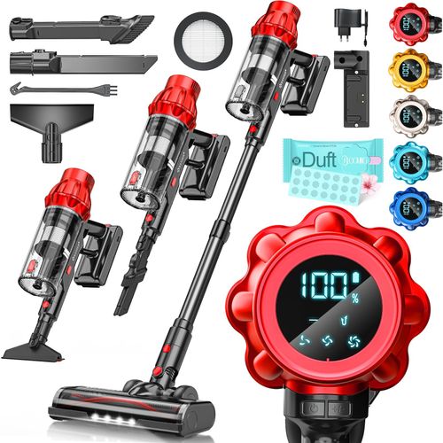 4255598343169 - KESSER® Akku Staubsauger kabellos bis 70 Min Laufzeit & Leise Akkustaubsaguer mit LED Display Stabstaubsauger beutellos mit Anti-Tangle-Bodenbürste für Hartböden Teppich Tierhaare 4255598343169 - KESSER® Akku Staubsauger kabellos bis 70 Min Laufzeit & Leise Akkustaubsaguer mit LED Display Stabstaubsauger beutellos mit Anti-Tangle-Bodenbürste für Hartböden Teppich Tierhaare