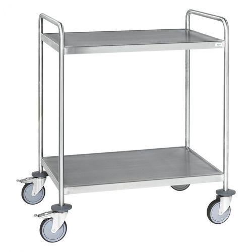 7350074800055 - Kongamek - Edelstahl- Tischwagen vollständig geschweißt mit Schiebegriffen 2 Ladeflächen 1050x550mm Gummibereifung und Bremse 7350074800055 - Kongamek - Edelstahl- Tischwagen vollständig geschweißt mit Schiebegriffen 2 Ladeflächen 1050x550mm Gummibereifung und Bremse
