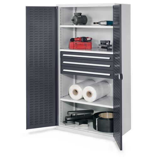 4251142238424 - Systeme Schwerlastschränke ohne Mitteltrennwand 1950x1000x600mm Modell 43 Schlitzplattentüren anthrazitgrau 4251142238424 - Systeme Schwerlastschränke ohne Mitteltrennwand 1950x1000x600mm Modell 43 Schlitzplattentüren anthrazitgrau