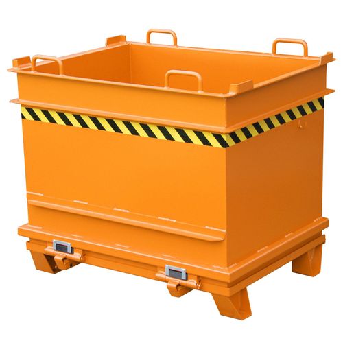 4052462043282 - eurokraft pro Baustoffcontainer BC mit Steinklammer-Entriegelung BxH 1310 x 1160 mm gelborange