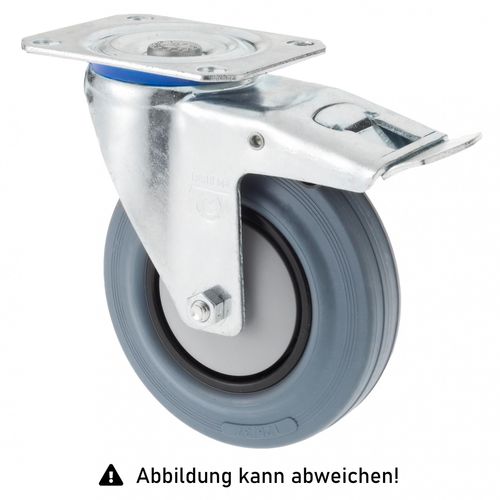 4250448507661 - Rollcart TPE-Lenkrolle mit Doppelstop Ø80x32mm in grau 80kg Tragkraft mit Kunststoff-Felge 4250448507661 - Rollcart TPE-Lenkrolle mit Doppelstop Ø80x32mm in grau 80kg Tragkraft mit Kunststoff-Felge