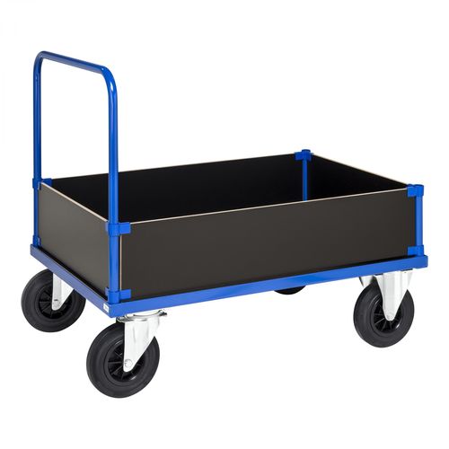 7350050351854 - Kongamek - Kastenwagen in blau 1200x800x900mm mit verzinkter Ladefläche Schiebegriff und 4 Wänden 400mm hoch mit Gummibereifung ohne Bremse