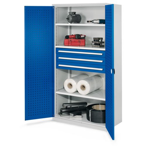 4251142217795 - Systeme Schwerlastschränke ohne Mitteltrennwand 1950x1000x600mm Modell 43 Lochplattentüren enzianblau 4251142217795 - Systeme Schwerlastschränke ohne Mitteltrennwand 1950x1000x600mm Modell 43 Lochplattentüren enzianblau