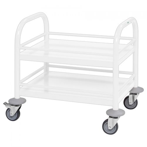 7350112290138 - Kongamek Mini-Servierwagen 530x375x550mm 2 Etagen pulverbeschichtet in Weiß mit Bremse