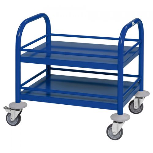 7350112290121 - Mini-Servierwagen 530x375x550mm 2 Etagen pulverbeschichtet in Blau mit Bremse - Kongamek 7350112290121 - Mini-Servierwagen 530x375x550mm 2 Etagen pulverbeschichtet in Blau mit Bremse - Kongamek