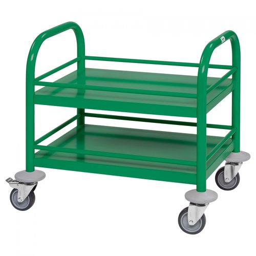 7350112290114 - Mini-Servierwagen 530x375x550mm 2 Etagen pulverbeschichtet in Grün mit Bremse - Kongamek 7350112290114 - Mini-Servierwagen 530x375x550mm 2 Etagen pulverbeschichtet in Grün mit Bremse - Kongamek