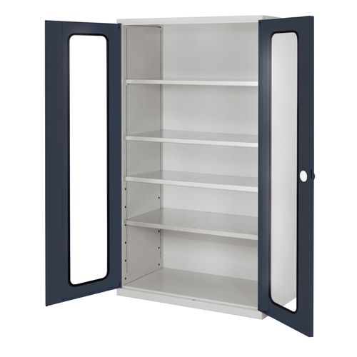 4251142240328 - Systeme ®RasterPlan Großvolumenschränke 1950x1130x590mm Sichtfenstertüren Modell 1 anthrazitgrau