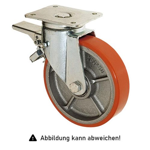 4250448508743 - Rollcart Schwerlast Polyurethan- Lenkollen mit Doppelstop Ø200x50mm 850kg Tragkraft 4250448508743 - Rollcart Schwerlast Polyurethan- Lenkollen mit Doppelstop Ø200x50mm 850kg Tragkraft