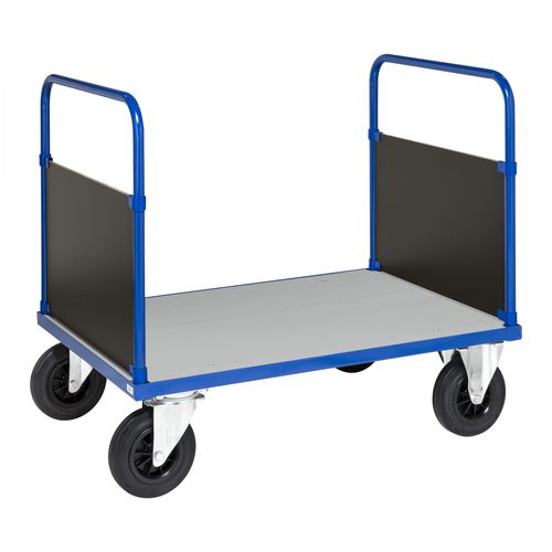 7350050351779 - Plattformwagen in blau 1200x800x900mm mit verzinkter Ladefläche 2 Seitenwänden und Gummibereifung ohne Bremse - Kongamek 7350050351779 - Plattformwagen in blau 1200x800x900mm mit verzinkter Ladefläche 2 Seitenwänden und Gummibereifung ohne Bremse - Kongamek
