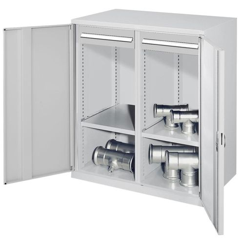4251142239919 - Systeme Schwerlast-Beistellschränke mit Mitteltrennwand 1110x1000x600mm Vollblechtüren Modell 73 lichtgrau 4251142239919 - Systeme Schwerlast-Beistellschränke mit Mitteltrennwand 1110x1000x600mm Vollblechtüren Modell 73 lichtgrau
