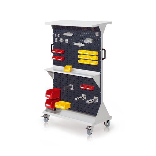 4251142246184 - Systeme RasterMobil® mobiler Arbeitsplatzschrank Größe #4 1580x1000x500mm 2x Lochplatte 6x Schlitzplatte 51-teilig mit Ablageboden anthrazitgrau 4251142246184 - Systeme RasterMobil® mobiler Arbeitsplatzschrank Größe #4 1580x1000x500mm 2x Lochplatte 6x Schlitzplatte 51-teilig mit Ablageboden anthrazitgrau